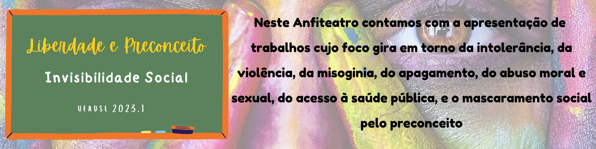logo do palco Anfiteatro: pinguim com a mão apoiada no lado direito da tela. Fundo em tons escuros de marrom e roxo