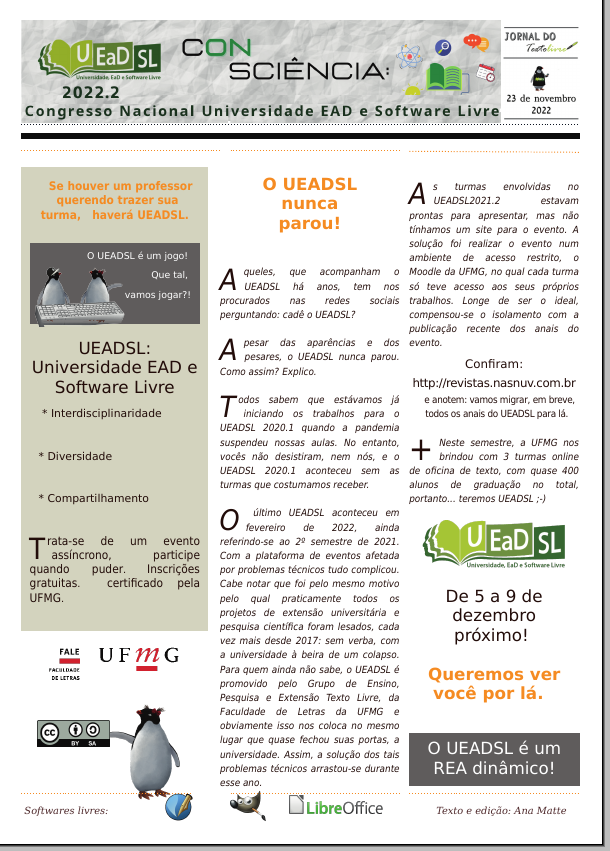 Jornal do Texto Livre - UEADSL2022.2, para cegos a descrição encontra-se no arquivo abaixo "paracegoler.txt"