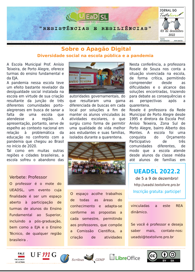 Jornal do Texto Livre - UEADSL2022.2, para cegos a descrição encontra-se no arquivo abaixo "paracegoler.txt"