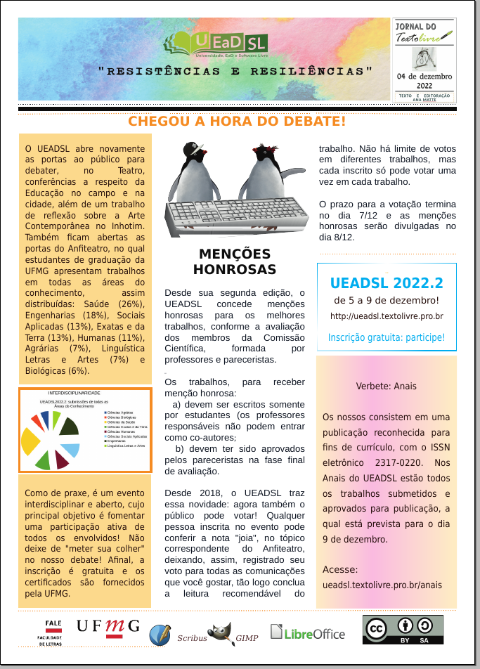 Jornal do Texto Livre - UEADSL2022.2, para cegos a descrição encontra-se no arquivo abaixo "paracegoler.txt"