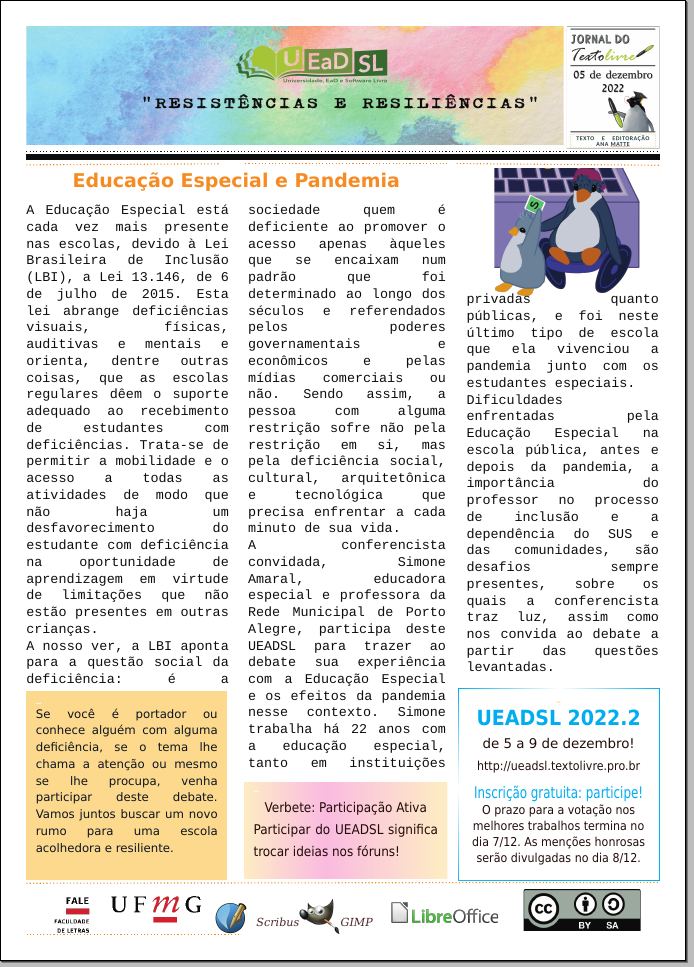 Jornal do Texto Livre - UEADSL2022.2, para cegos a descrição encontra-se no arquivo abaixo "paracegoler.txt"