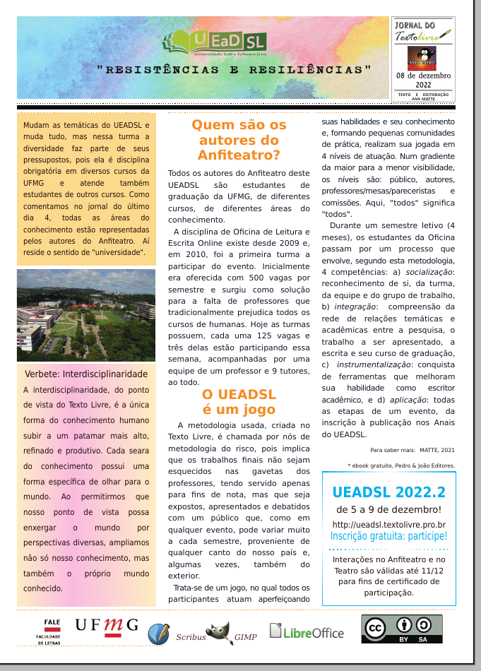 Jornal do Texto Livre - UEADSL2022.2, para cegos a descrição encontra-se no arquivo abaixo "paracegoler.txt"