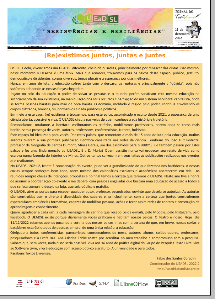 Jornal do Texto Livre - UEADSL2022.2, para cegos a descrição encontra-se no arquivo abaixo "paracegoler.txt"